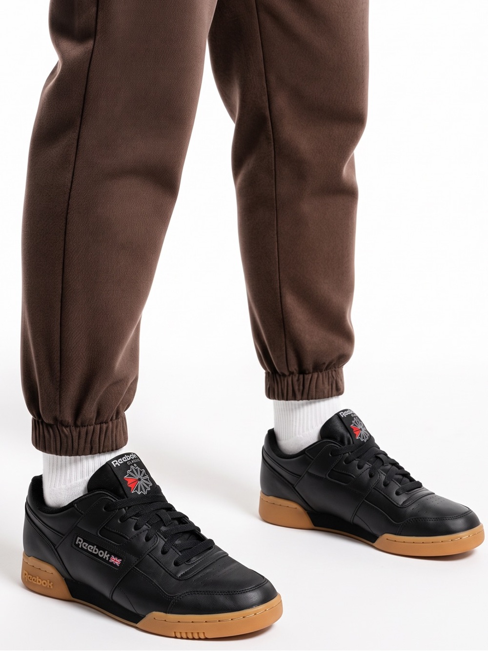 Reebok Workout Plus Black Gum Sole Leather Shoes Men Size 12 CN2127 Retro Classi